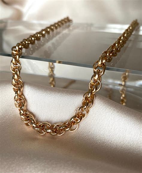 gold plated chain necklace gold vintage jewelry herringbone necklace hypoallergenic chain