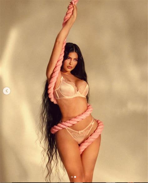 Kylie Jenner Wears Racy Lingerie And Very Long Black Wig While Tangled