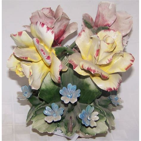 vintage capodimonte floral vase   italy