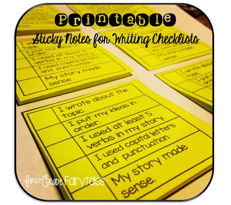 First Grade Fairytales Printable Sticky Notes For Writing