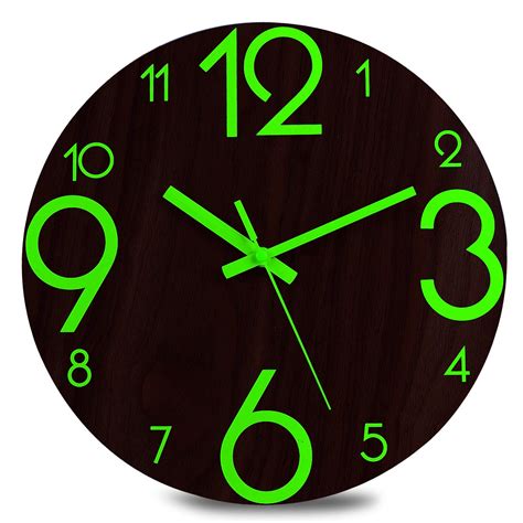 buy plumeet luminous wall clock   ticking silent wooden clocks  night light large
