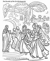 Parable Bridesmaids Bible Parables Virgins Preschool sketch template