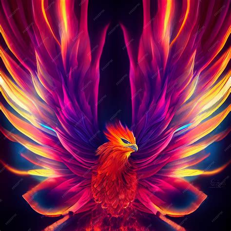premium photo phoenix bird  fire mythological fenix bird