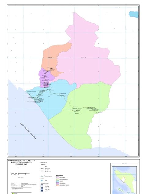 peta administrasi kecamatan kabupaten nagan raya provinsi nad