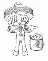 Coloring Pages Cinco Mayo Burrito Mexican Eat Print Utilising Button sketch template