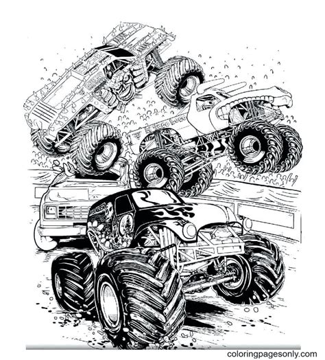 megalodon monster truck coloring page polkpads