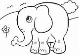 Elephant Coloring Cartoon Fun Top sketch template