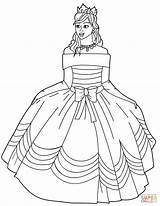Coloring Princess Pages Gown Ball Dress Printable Drawing Shoulder Off Gowns Dresses Print Quince Wedding Template Getdrawings sketch template
