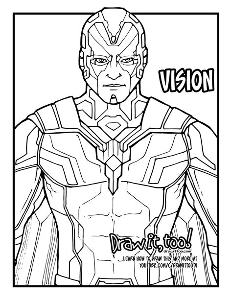 draw vision avengers infinity war drawing tutorial draw