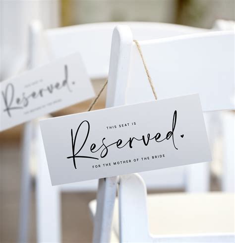 reserved sign  wedding chairs  tables printable etsy