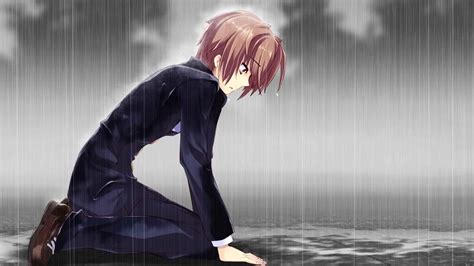 sad anime boy  rain pecintaanime anime boy sad  rain sad