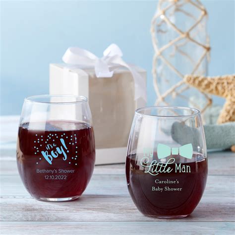 personalized stemless wine glasses  oz  wedding favors mwf