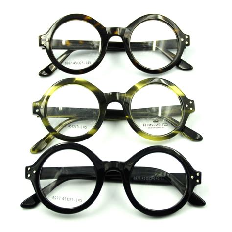45mm vintage handmade round acetate eyeglasses frame rx retro glasses