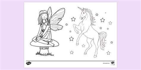 fairy  unicorn colouring page  children