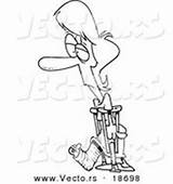 Cartoon Cast Coloring Crutches Injury Outlined Woman Royalty Stock sketch template