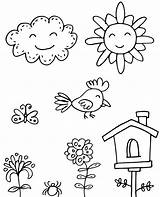 Coloring Spring Landscape Easy Topcoloringpages Print sketch template