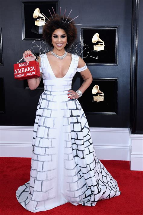 Singer Joy Villa Wore A Build The Wall Dress At The Grammys