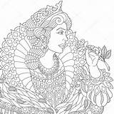 Queen Zentangle Stilizzati Stilizzata Stylized Adultos Fotolia sketch template