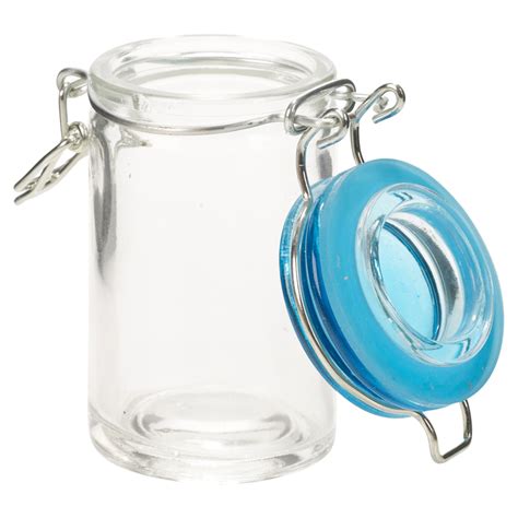 Set Of 3 Small Glass Storage Jar Metal Clamp Lid Air Tight