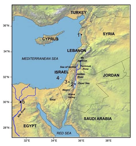 regional map   levant showing  geographical features discussed