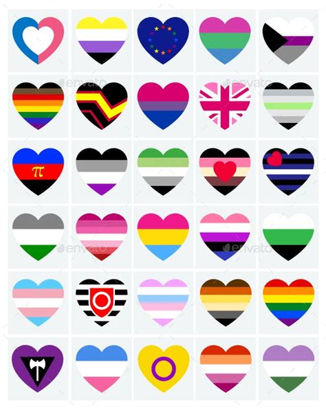 30 lgbt flags in heart shape vectors graphicriver