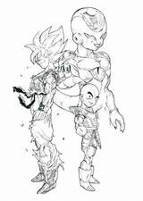 Frieza Goku Vs Coloring Pages Dragon Ball sketch template