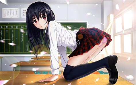 Wallpaper Anime Girls Looking At Viewer Stockings