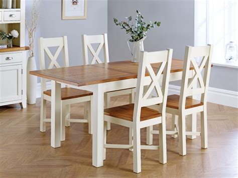 country oak cm cream painted extending dining table  grasmere
