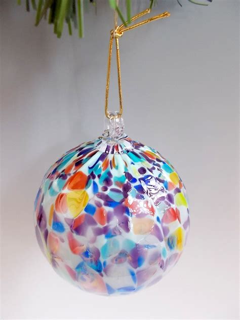 Hand Blown Art Glass Christmas Ball Suncatcher Ornament By Etsy