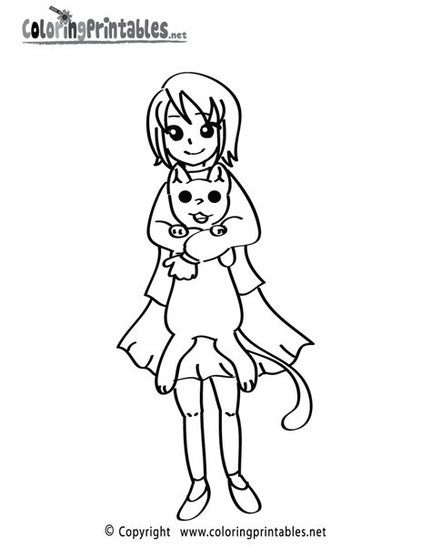 girl cat coloring page   girls coloring printable