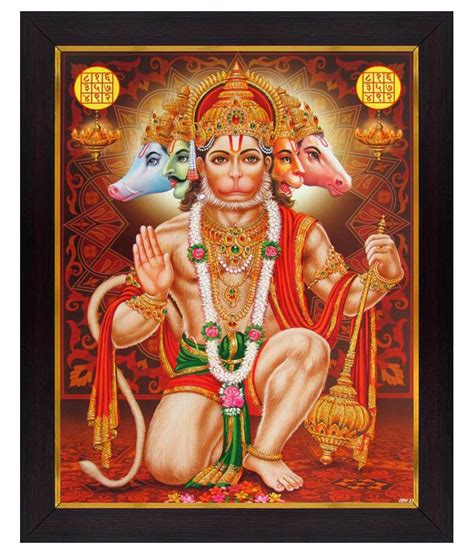 avercart lord hanumanji panchmukhi hanuman poster   framed