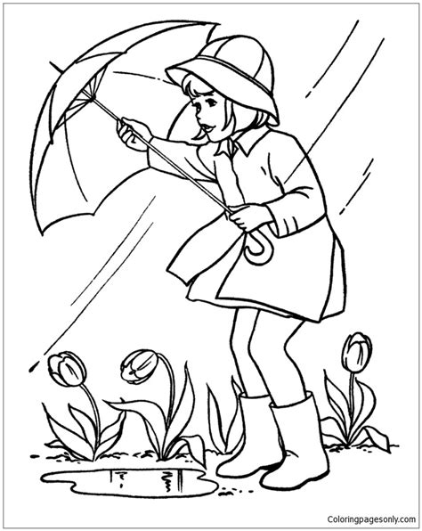 spring rain coloring page  printable coloring pages