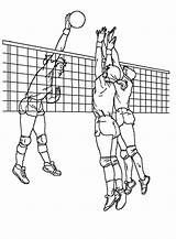 Voleibol Volleyball Colorear Jugadores Blocking Attack Letscolorit Colouring sketch template