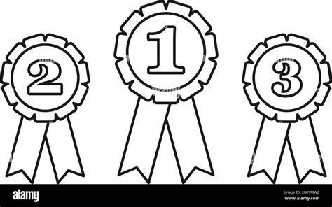 place  place   place rossette prize ribbons  vector outline set stock