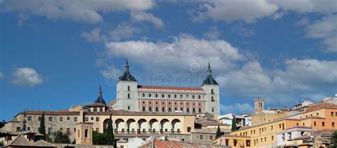 panoramic view place  blue sky  toledo spain  town city