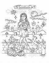 Samhain Sabbats Pagan Shadows sketch template