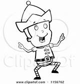 Elf Cartoon Clipart Doing Dance Boy Happy Christmas Cory Thoman Outlined Coloring Vector 2021 sketch template