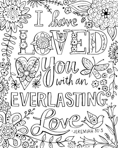 everlasting love coloring canvas bible verse coloring page quote
