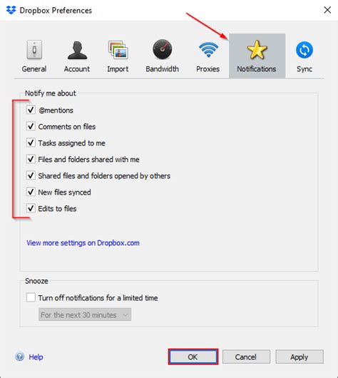 disable dropbox notifications techswift