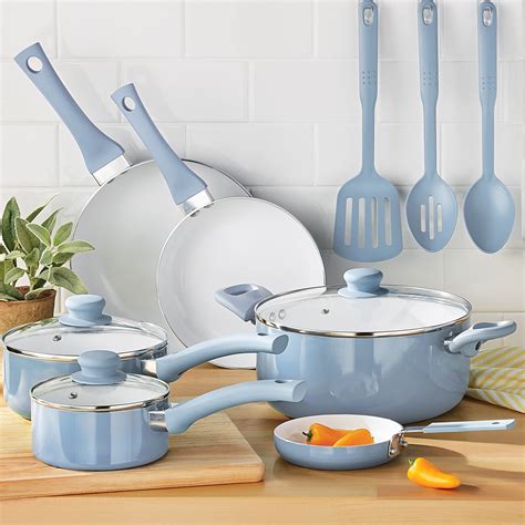 mainstays  stick ceramic coated aluminum alloy pc cookware set