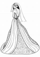 Coloring Pages Wedding Dress Printable Girls sketch template