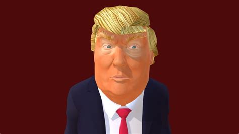animated donald trump 3d cartoon caricature 3d model by denys