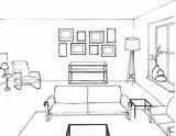 Huiskamer Woonkamer Downloaden Perspectief sketch template