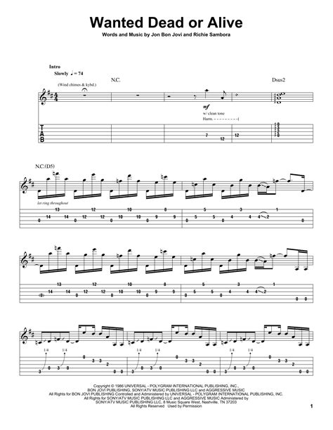 Wanted Dead Or Alive Sheet Music Direct