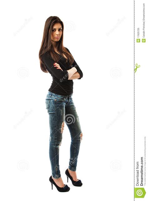 attractive latin lady full body stock image image of blue jeans 17625725