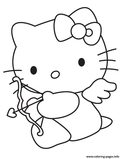 kitty  valentines day cupidb coloring page printable