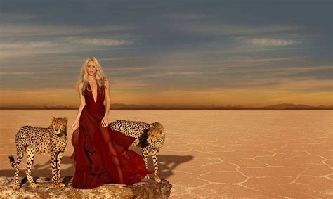 gown red girl beautiful dress woman shakira cheetahs photography photoshoot desert singer beauty