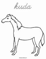 Kuda Cursive sketch template
