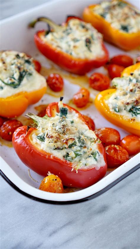 vegetarian stuffed peppers  spinach  ricotta