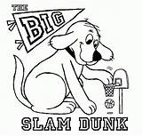 Coloring Clifford Dog Red Pages Basketball Big Hoop Sheets Printable Puppy Slam Dunk Cliparts Sheet Clipart Printables Clip Cartoon Playing sketch template